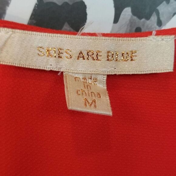 Skies Are Blue Neon Orange Cutout V-Neck Long Sleeve Blouse - Picture 3 of 6